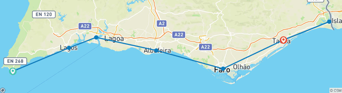 Image d'une carte montrant l'itinéraire du circuit