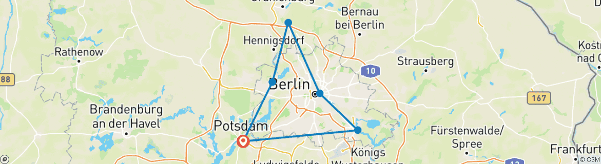 Karte mit der Reiseroute