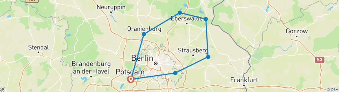 Image d'une carte montrant l'itinéraire du circuit