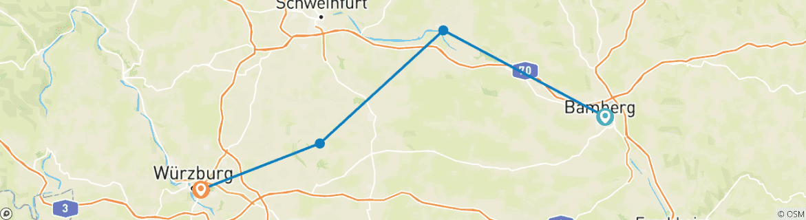 Image d'une carte montrant l'itinéraire du circuit