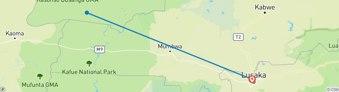 Karte mit der Reiseroute