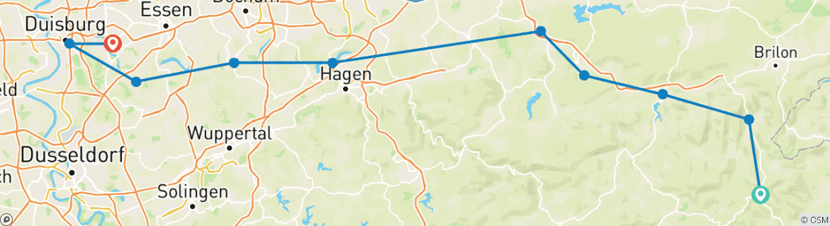 Foto van een kaart met de route van de rondreis