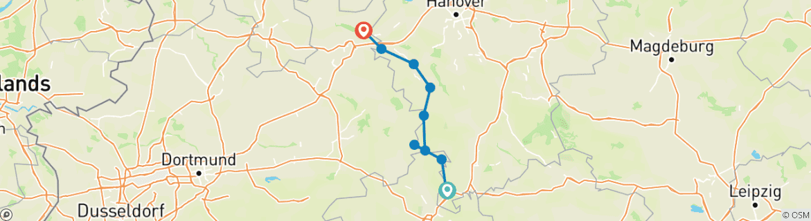 Karte mit der Reiseroute