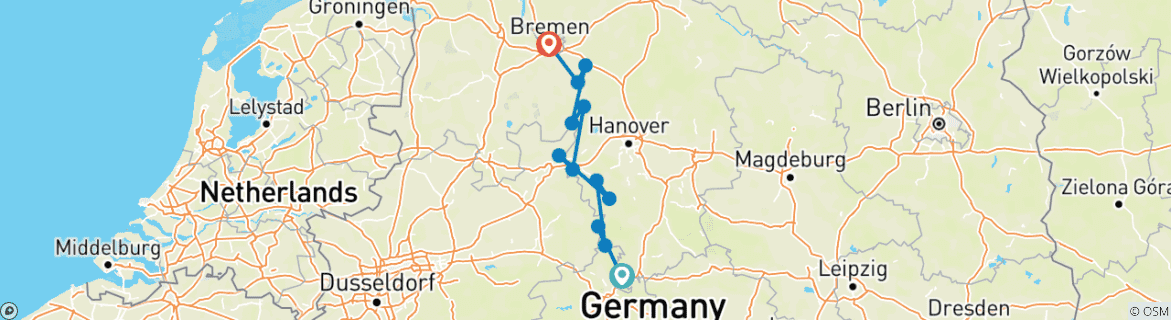 Image d'une carte montrant l'itinéraire du circuit