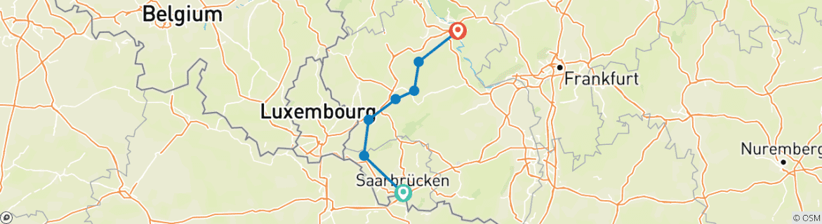 Image d'une carte montrant l'itinéraire du circuit