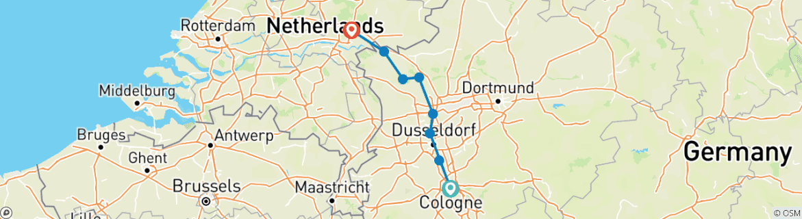 Image d'une carte montrant l'itinéraire du circuit