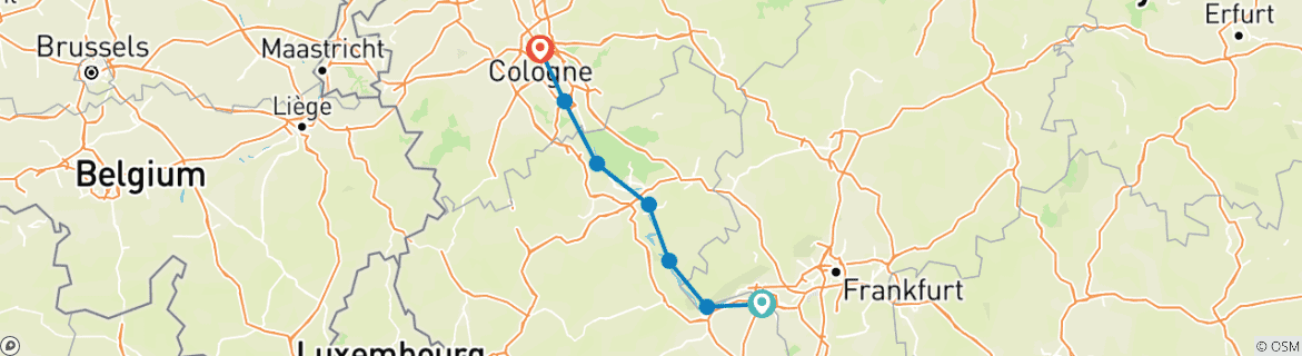 Image d'une carte montrant l'itinéraire du circuit