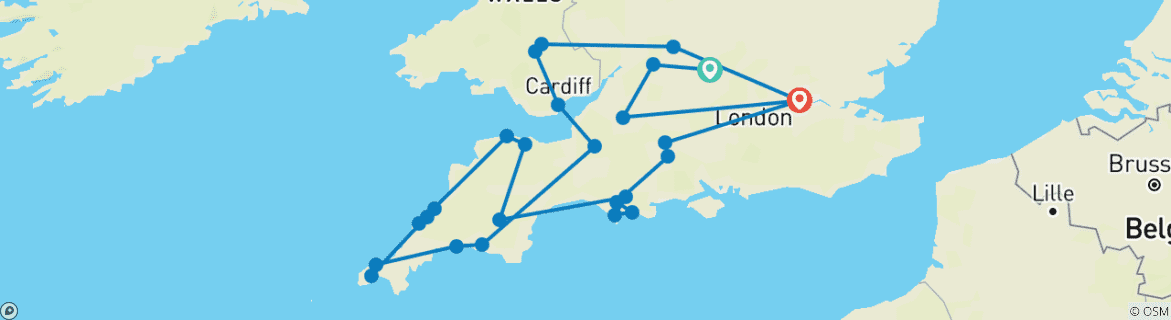 Image d'une carte montrant l'itinéraire du circuit