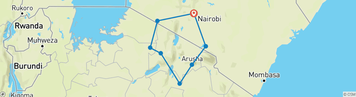 Karte mit der Reiseroute