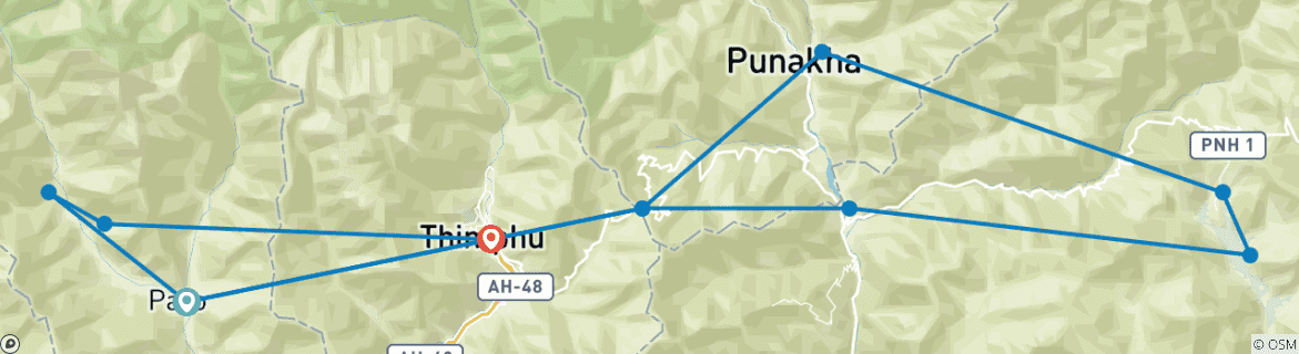 Foto van een kaart met de route van de rondreis