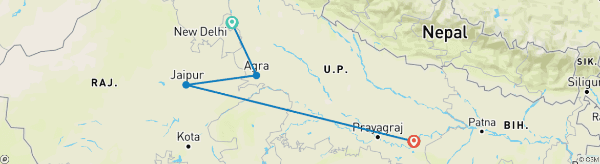 Image d'une carte montrant l'itinéraire du circuit