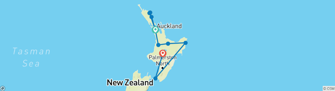 Foto van een kaart met de route van de rondreis