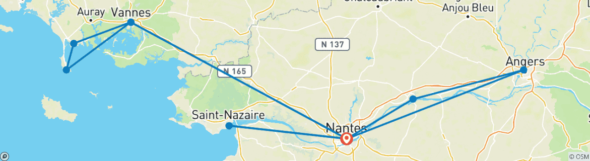 Image d'une carte montrant l'itinéraire du circuit