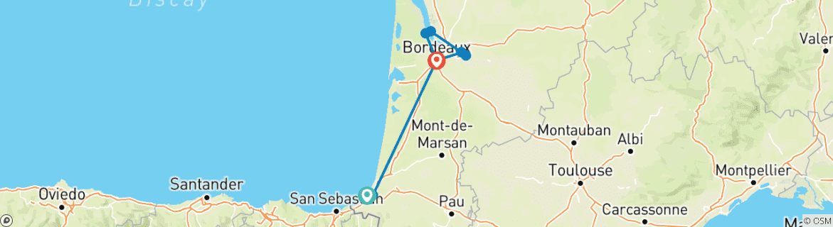 Image d'une carte montrant l'itinéraire du circuit