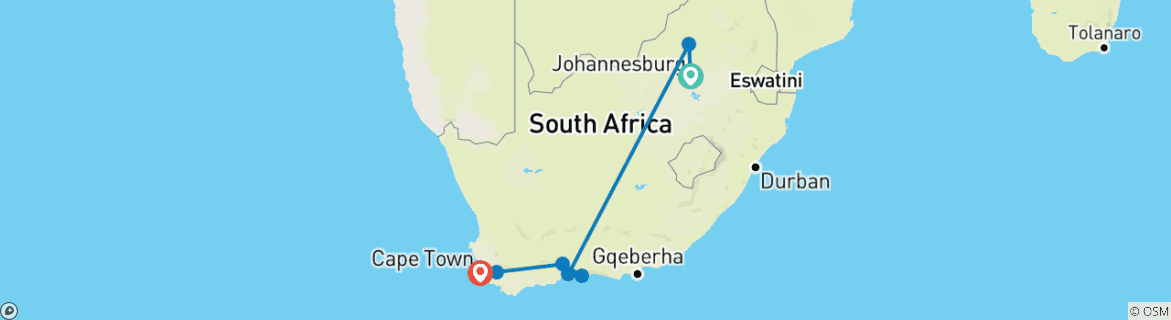 Karte von Südafrika: Wildtiere, Garden Route & Kapstadt