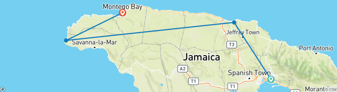 Karte mit der Reiseroute