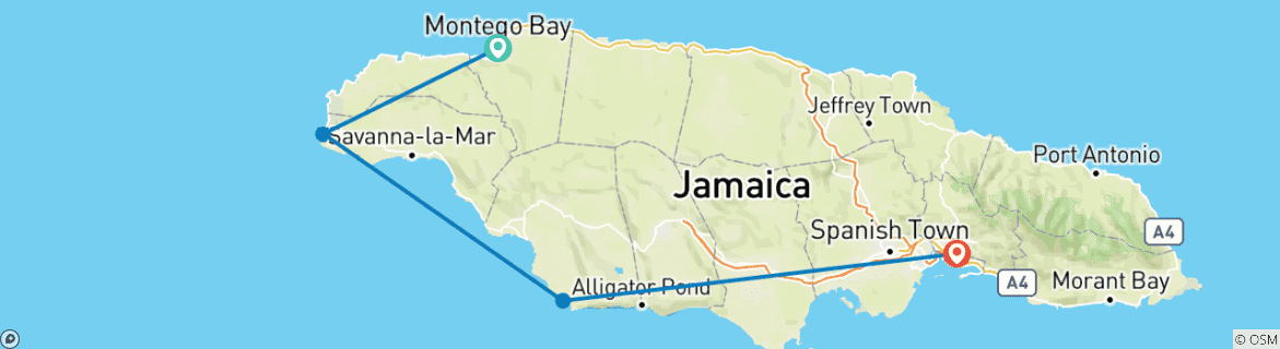 Image d'une carte montrant l'itinéraire du circuit