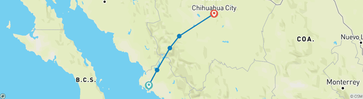 Image d'une carte montrant l'itinéraire du circuit
