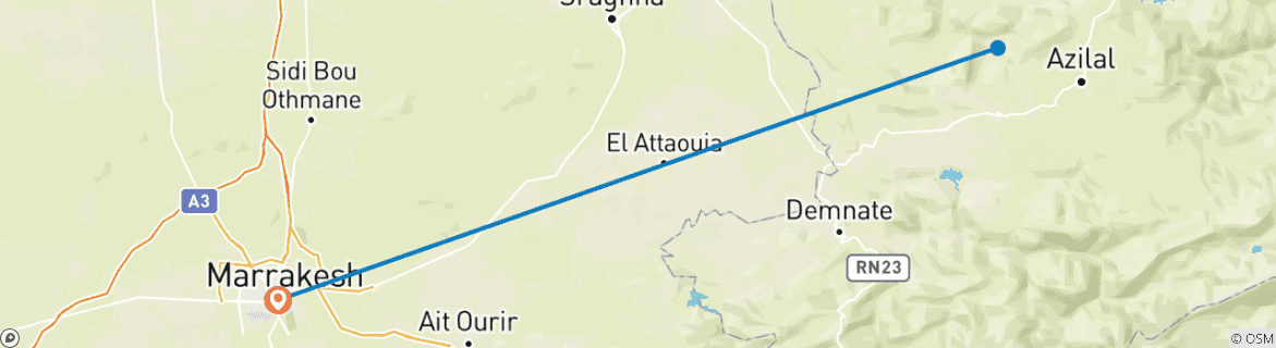Image d'une carte montrant l'itinéraire du circuit