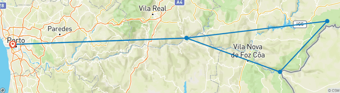 Image d'une carte montrant l'itinéraire du circuit