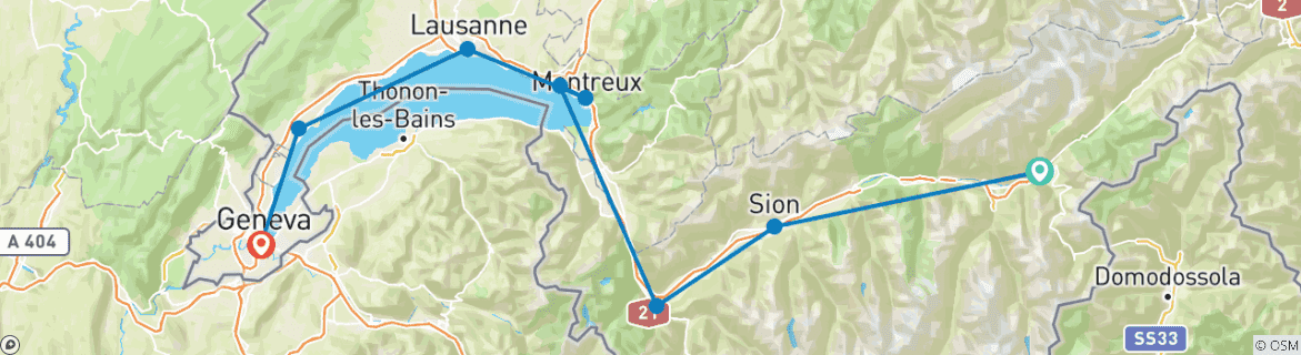 Karte mit der Reiseroute