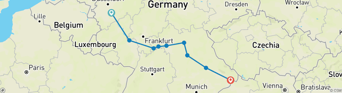 Karte mit der Reiseroute