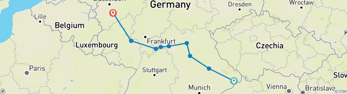 Karte mit der Reiseroute