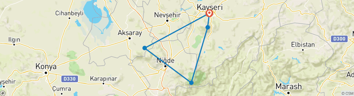 Image d'une carte montrant l'itinéraire du circuit