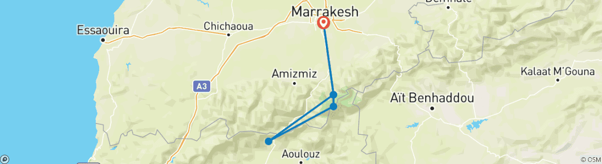 Image d'une carte montrant l'itinéraire du circuit