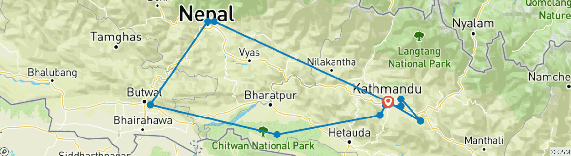 Foto van een kaart met de route van de rondreis