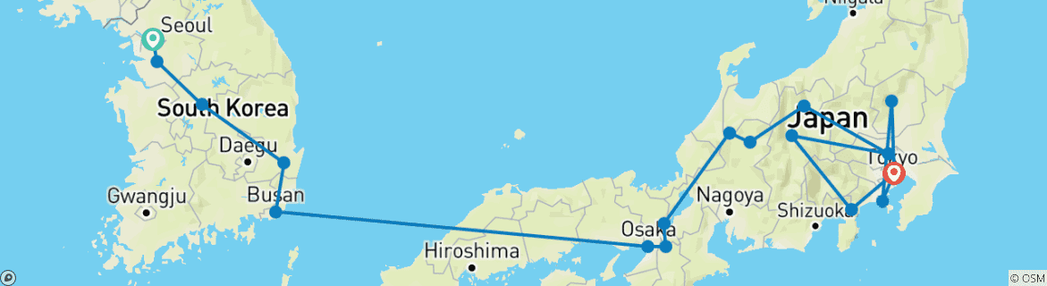 Image d'une carte montrant l'itinéraire du circuit