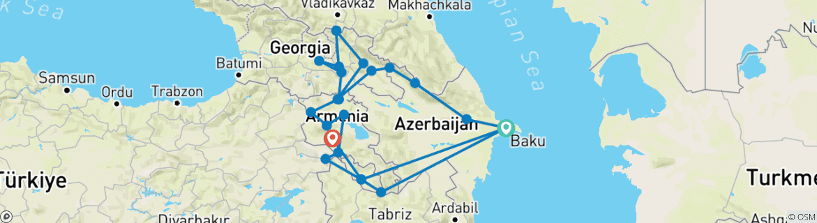 Karte von Transkaukasus – Grüße vom Balkon Europas (23 Destinationen)