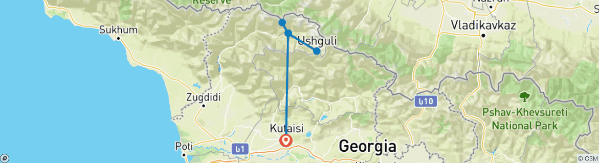 Carte du circuit La magie du ski dans la Svanétie cachée