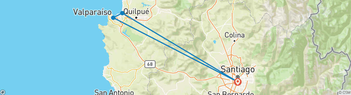 Image d'une carte montrant l'itinéraire du circuit