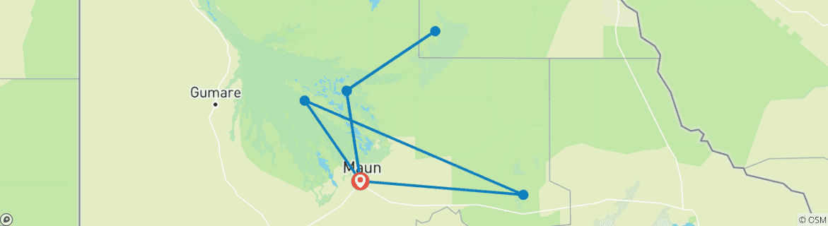 Carte du circuit Safari en camping mobile au Botswana - Okavango, Moremi, Savuti, Nxai Pans - 10 jours
