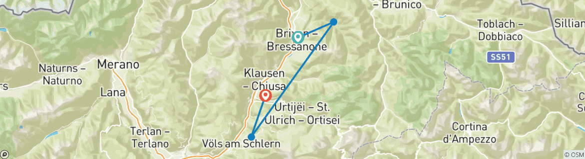 Image d'une carte montrant l'itinéraire du circuit