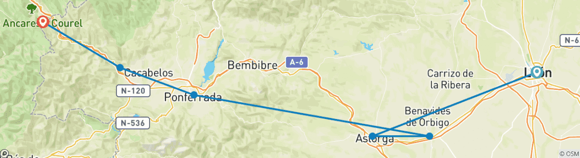 Karte mit der Reiseroute