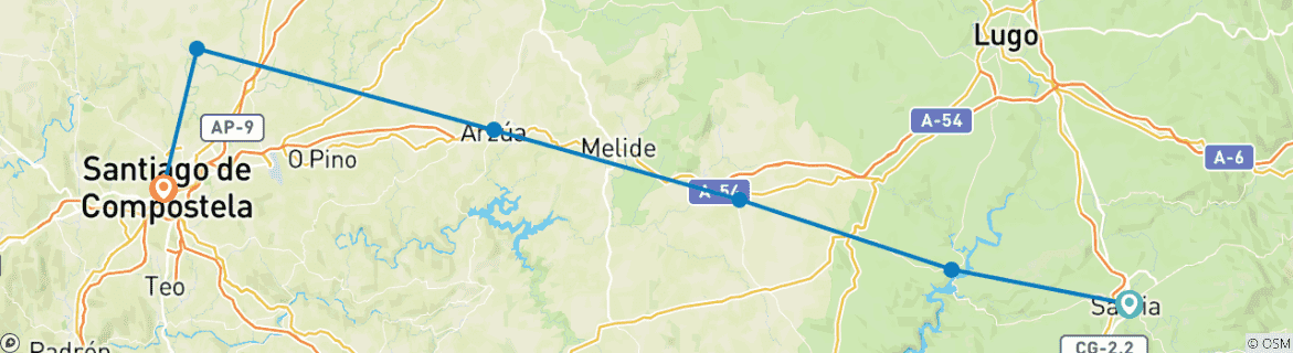 Foto van een kaart met de route van de rondreis