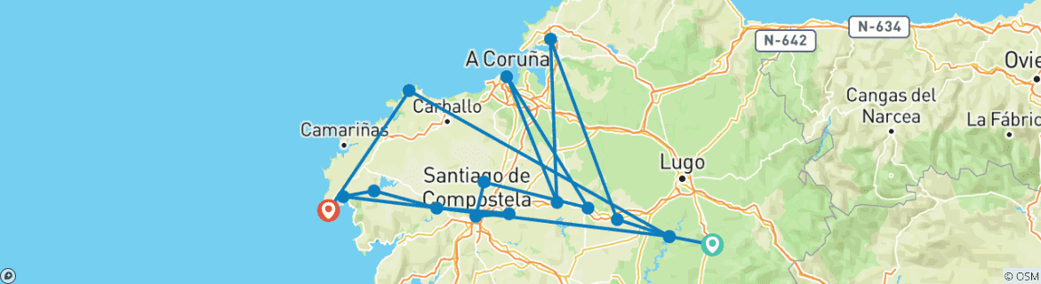 Image d'une carte montrant l'itinéraire du circuit