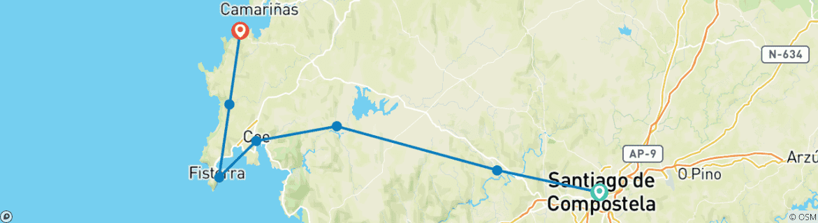 Image d'une carte montrant l'itinéraire du circuit