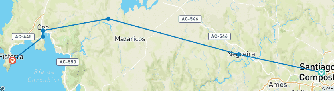 Foto van een kaart met de route van de rondreis