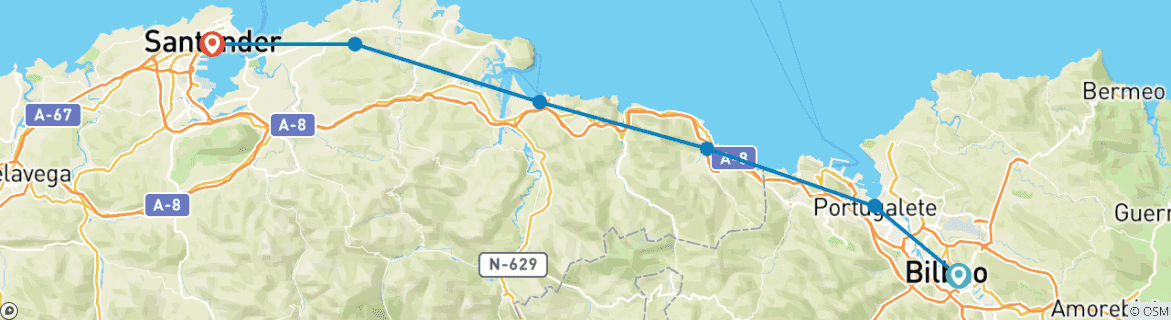 Image d'une carte montrant l'itinéraire du circuit