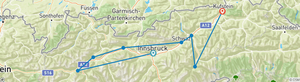 Image d'une carte montrant l'itinéraire du circuit