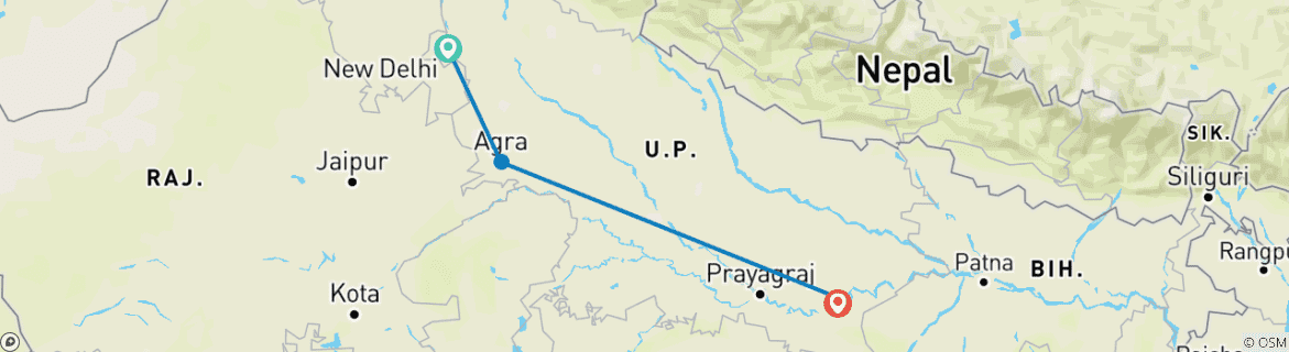 Karte mit der Reiseroute