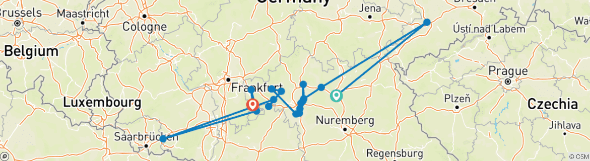 Image d'une carte montrant l'itinéraire du circuit