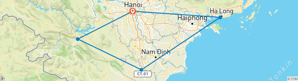 Foto van een kaart met de route van de rondreis