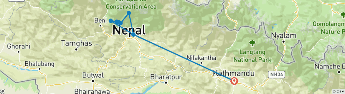Karte mit der Reiseroute