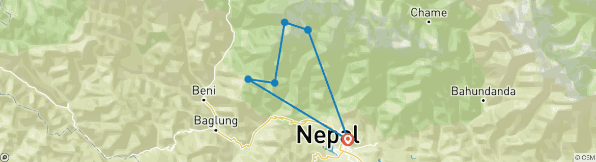 Karte mit der Reiseroute