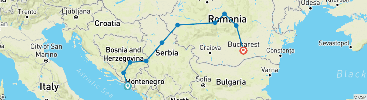Image d'une carte montrant l'itinéraire du circuit
