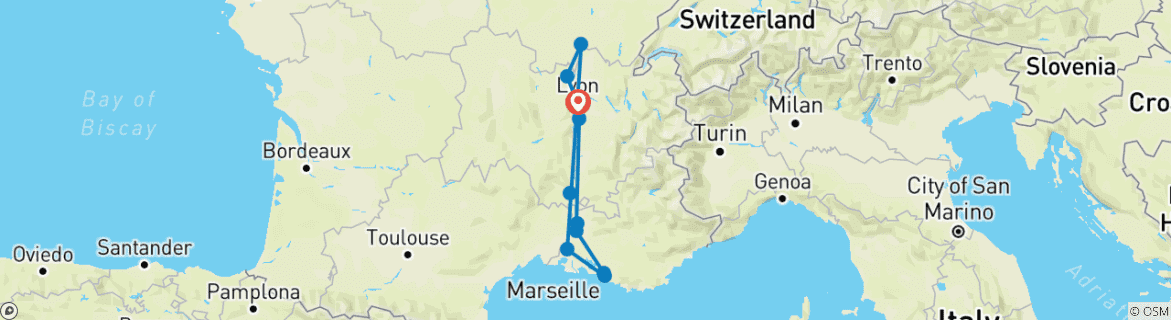 Karte mit der Reiseroute